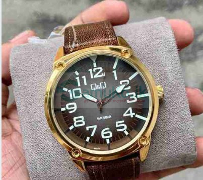 Q&Q Brown Leather Watch