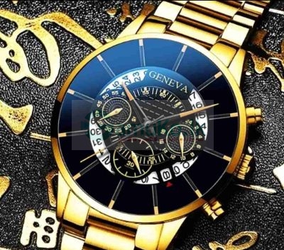 Gold Colour Business Calender Wrist Watch For Men